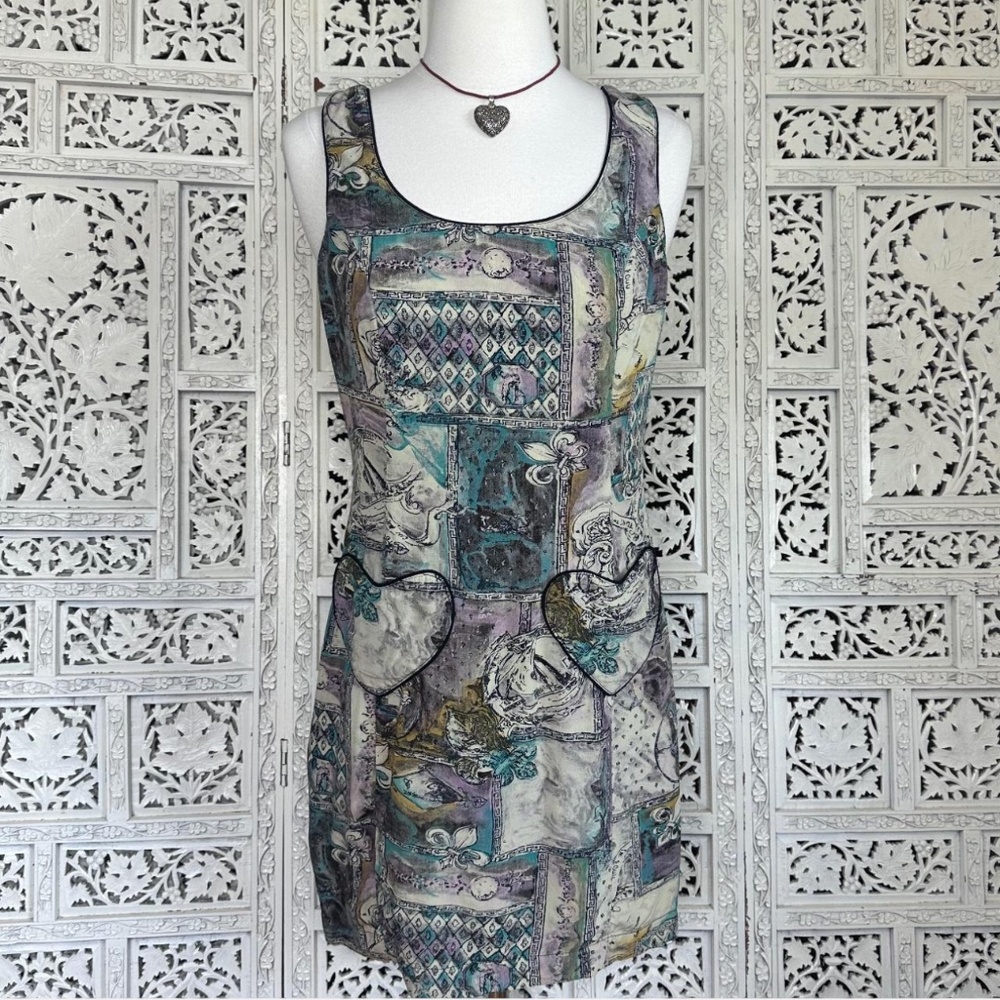 Vtg Platinum Petites By‎ Dorothy Schoelen Abstract Graphic Dress